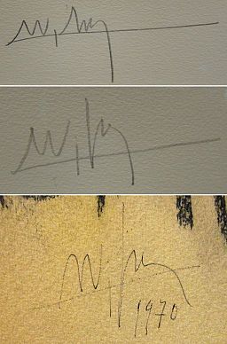 Pencil signatures of Cuban artist Wifredo Lam